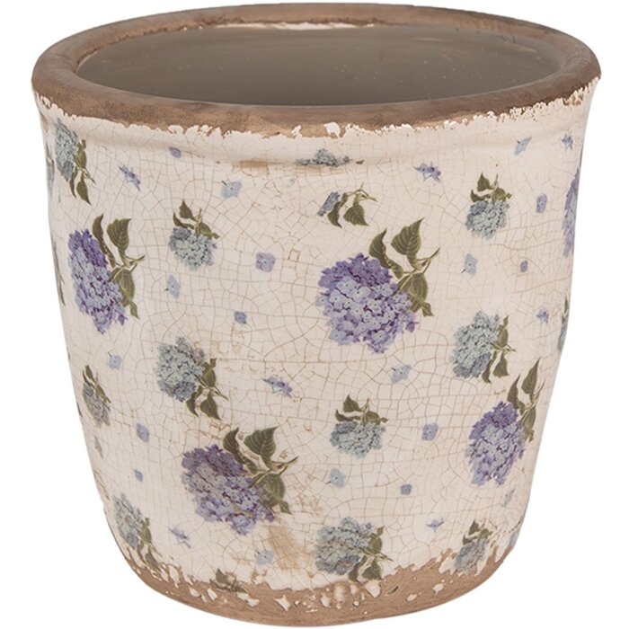 Clayre & Eef 6CE1638M Vaso per fiori da interno Beige Blu Ø 14x13 cm
