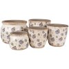Clayre & Eef 6CE1639M Vaso da fiori Beige Blu Ø 16x13 cm Ceramica Stile Country