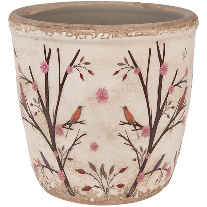 Clayre & Eef 6CE1641M Vaso da fiori per interni Beige Brown Ø 14x13 cm