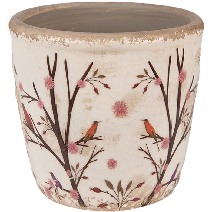 Clayre & Eef 6CE1641S Vaso da fiori per interni Beige Brown Ø 13x12 cm