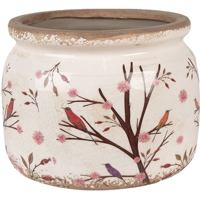 Clayre & Eef 6CE1642L Vaso da fiori per interni Beige Brown Ø 20x15 cm