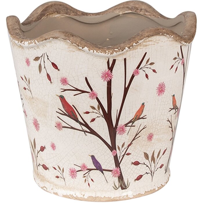 Clayre & Eef 6CE1644 Vaso da fiori per interni Beige Brown Ø 16x15 cm