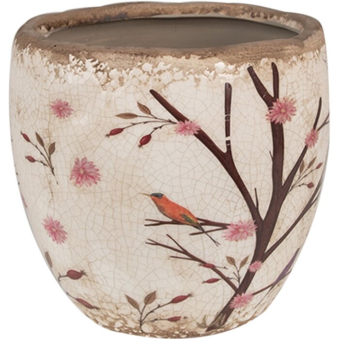 Clayre & Eef 6CE1645M Vaso da fiori per interni Beige Brown Ø 14x14 cm
