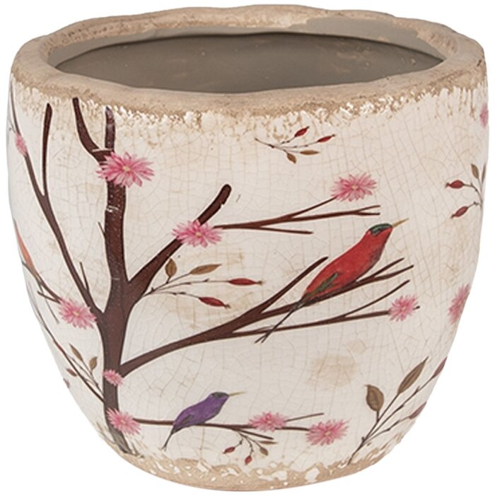 Clayre & Eef 6CE1645S Vaso da fiori per interni Beige Brown Ø 13x11 cm