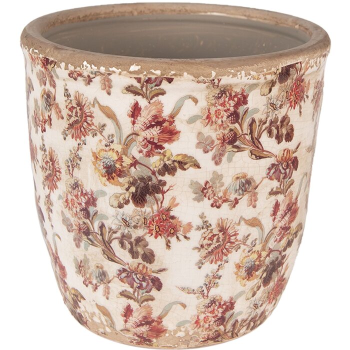 Clayre & Eef 6CE1649L Vaso per fiori da interno Beige Rosa Ø 16x16 cm