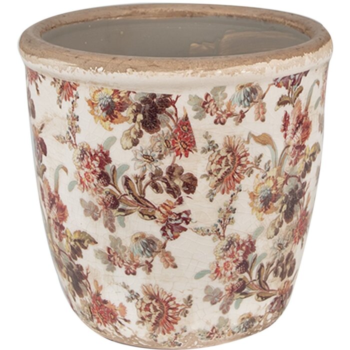 Clayre & Eef 6CE1649M Vaso per fiori da interno Beige Rosa Ø 14x13 cm