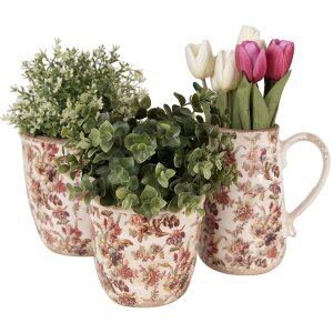 Clayre & Eef 6CE1649S Vaso da fiori per interni Beige Rosa Ø 13x13 cm
