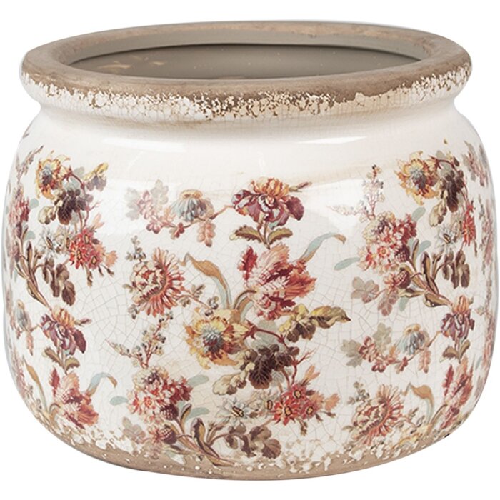 Clayre & Eef 6CE1650L Vaso per fiori da interno Beige Rosa Ø 20x15 cm