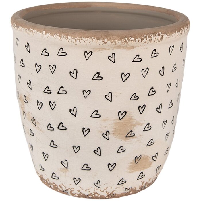 Clayre & Eef 6CE1652L Vaso da fiori per interni Beige Nero Ø 16x16 cm