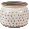 Clayre & Eef 6CE1653L Vaso da fiori Beige Nero Ø20x15 cm in ceramica con motivo a cuore