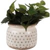 Clayre & Eef 6CE1653L Vaso da fiori Beige Nero Ø20x15 cm in ceramica con motivo a cuore