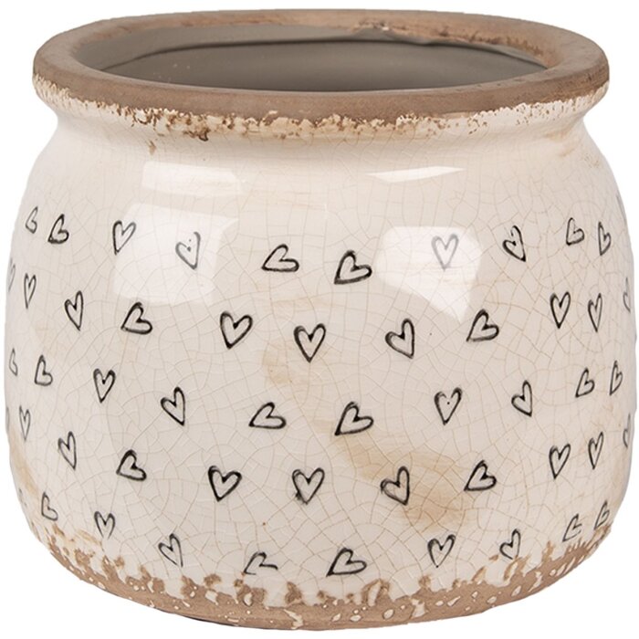 Clayre & Eef 6CE1653M Vaso da fiori per interni Beige Nero Ø 16x13 cm