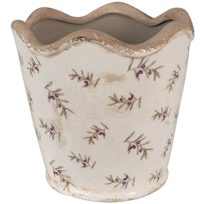 Clayre & Eef 6CE1672L Vaso per fiori da interno Beige Ø 19x18 cm