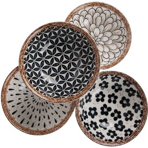 Clayre & Eef 6CEBO0061 Zuppiera Bianco Nero Ø 15x5 cm - 300 ml