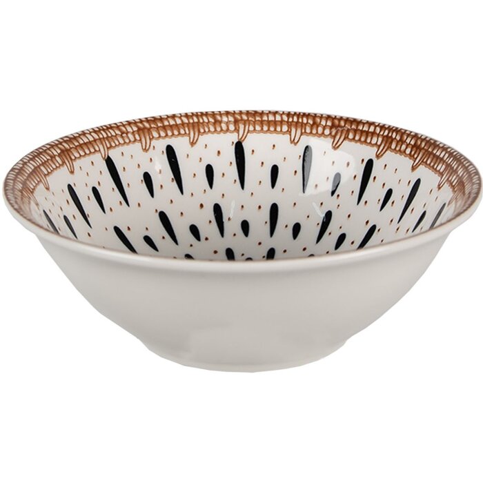 Clayre & Eef 6CEBO0062 Zuppiera Bianco Nero Ø 15x5 cm - 300 ml