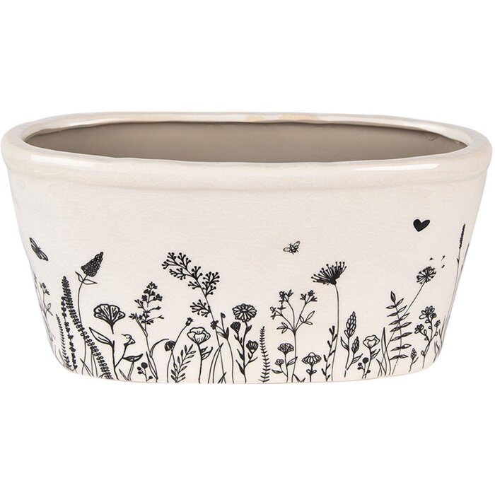 Clayre & Eef 6CEFAF0003M Vaso da fiori per interni Beige Nero 23x11x11 cm