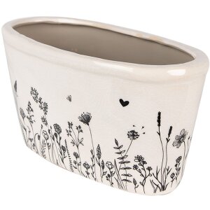 Clayre & Eef 6CEFAF0003M Vaso da fiori per interni Beige Nero 23x11x11 cm