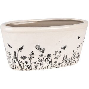 Clayre & Eef 6CEFAF0003M Vaso da fiori per interni Beige Nero 23x11x11 cm