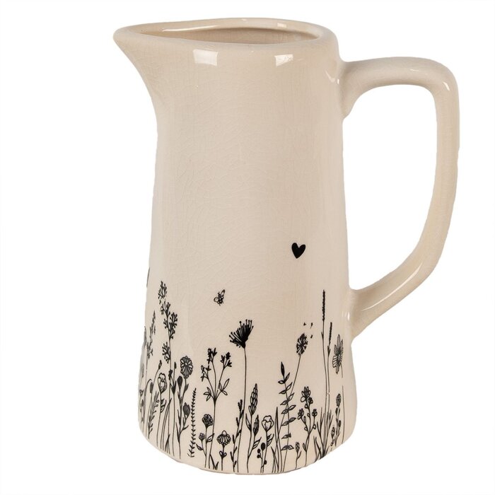 Clayre & Eef 6CEFAF0004M Brocca decorativa Beige, Nero 16x11x20 cm