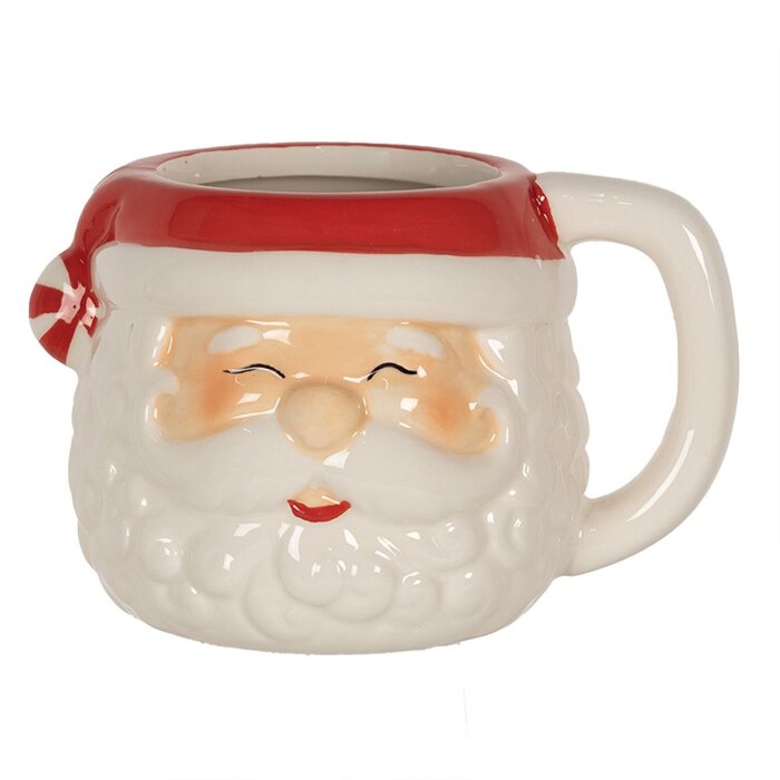 Tazza Clayre & Eef 6CEMU0133 Bianco Rosso 15x11x9 cm - Tazza di Natale da 450 ml