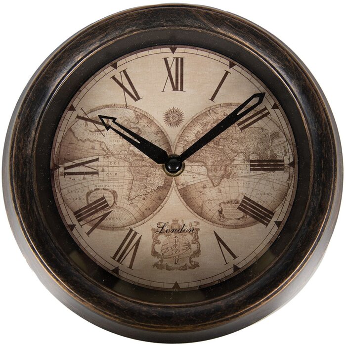 Clayre & Eef 6KL0801 Orologio da parete marrone beige Ø 23x5 cm - 1xAA