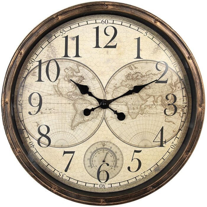 Clayre & Eef 6KL0813 Orologio da parete Marrone Beige Ø 50x5 cm - 1xAA