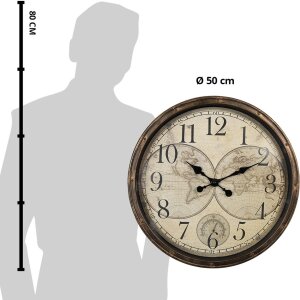 Clayre & Eef 6KL0813 Orologio da parete Marrone Beige Ø 50x5 cm - 1xAA