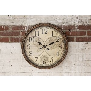 Clayre & Eef 6KL0813 Orologio da parete Marrone Beige Ø 50x5 cm - 1xAA