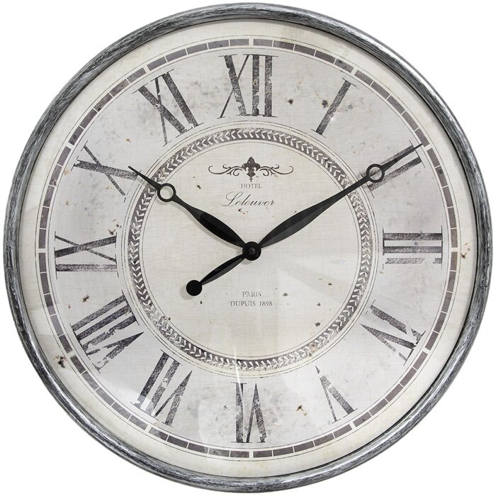 Clayre & Eef 6KL0815 Orologio da parete Grigio Beige Ø 50x6 cm - 1xAA