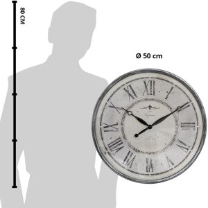 Clayre & Eef 6KL0815 Orologio da parete Grigio Beige Ø 50x6 cm - 1xAA