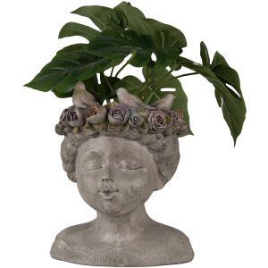 Clayre & Eef 6PR3896 Vaso da fiori per interni grigio 22x20x26 cm