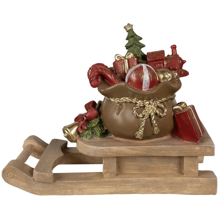 Decorazione Regali di Natale su slitta Marrone, rosso 38x16x29 cm