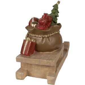 Decorazione Regali di Natale su slitta Marrone, rosso 38x16x29 cm