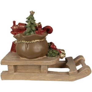 Decorazione Regali di Natale su slitta Marrone, rosso 38x16x29 cm