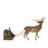 Clayre & Eef 6PR3909 Renna decorativa con slitta Marrone, Rosso 30x9x20 cm