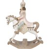 Clayre & Eef 6PR3911 Decorazione Cavallo a dondolo Bianco, Rosa 22x9x29 cm