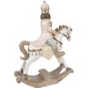 Clayre & Eef 6PR3911 Decorazione Cavallo a dondolo Bianco, Rosa 22x9x29 cm