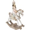 Clayre & Eef 6PR3911 Decorazione Cavallo a dondolo Bianco, Rosa 22x9x29 cm
