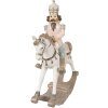 Clayre & Eef 6PR3911 Decorazione Cavallo a dondolo Bianco, Rosa 22x9x29 cm