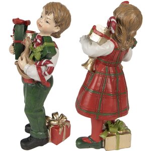 Clayre & Eef 6PR3920 Decorazione Bambini Rosso, Verde 7x6x13 - 7x5x13 cm (2 pezzi)