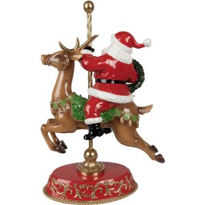 Statua di decorazione natalizia Babbo Natale su renna rossa, marrone 29x14x46 cm