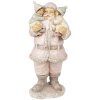 Clayre & Eef 6PR3933 Statua Decorazione Natalizia Babbo Natale Rosa 10x8x21 cm