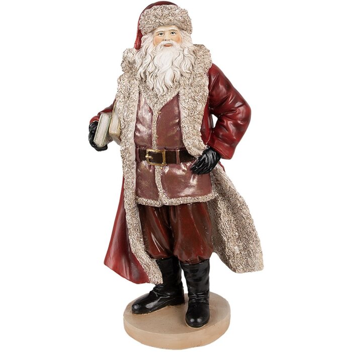 Clayre & Eef 6PR3951 Decorazione natalizia Statua Babbo Natale Rosso 18x14x33 cm