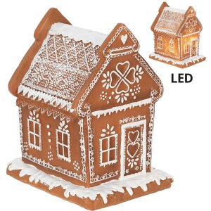 Clayre & Eef 6PR3975 Decorazione Casa con LED Marrone 15x12x17 cm- 3xAAA