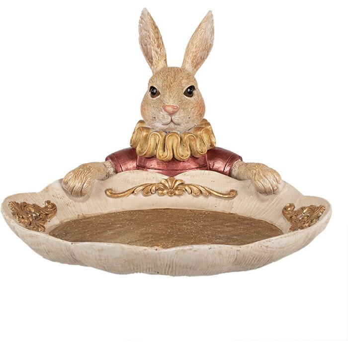 Clayre & Eef Decorazione Coniglio con ciotola color oro Beige 22x21x15 cm