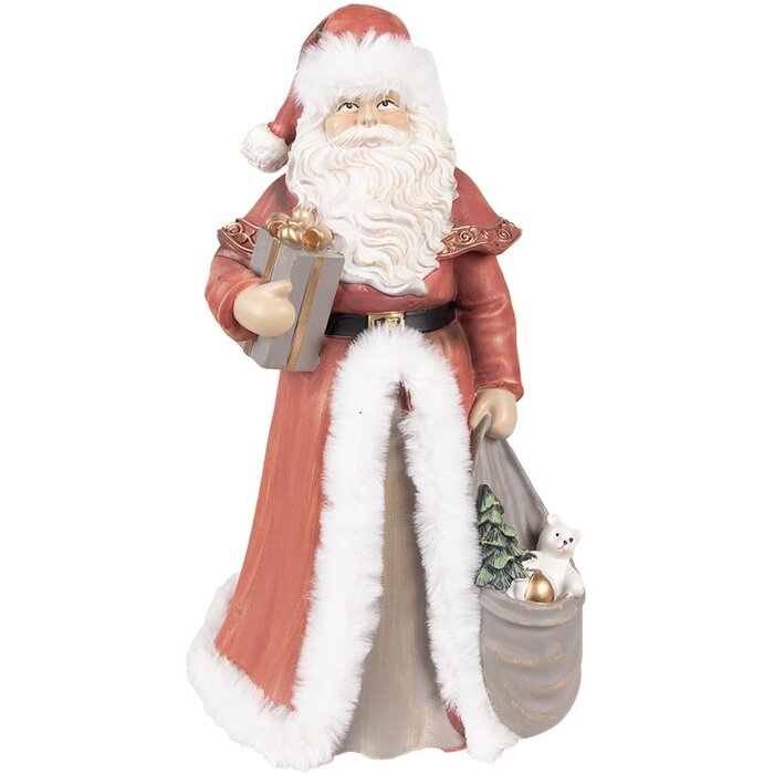 Clayre & Eef 6PR4938 Figura decorativa di Babbo Natale Rosso Bianco 16x16x31 cm