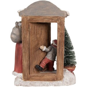 Clayre & Eef 6PR4945 Decorazione natalizia Babbo Natale LED Rosso Marrone 18x8x22 cm