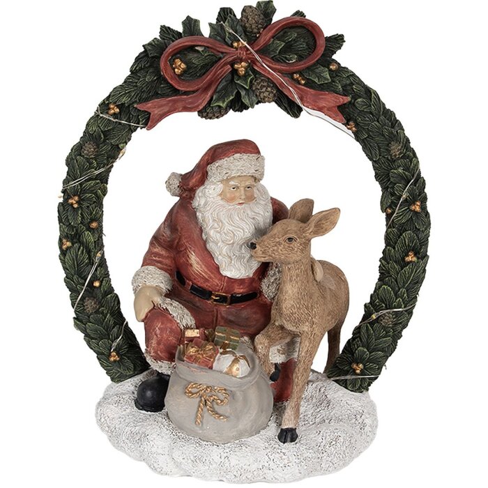 Decorazioni natalizie Babbo Natale con LED rosso, verde 19x12x23 cm