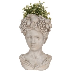 Clayre & Eef 6TE0492 Vaso da fiori per interni Grigio 22x21x35 cm Testa di donna
