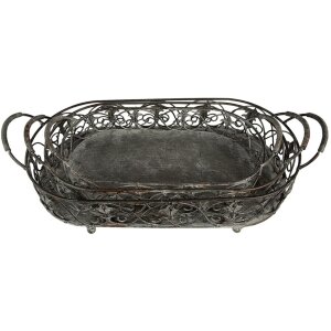 Cestino portaoggetti (set di 3) grigio, verde 55x25x16 - 48x22x14 - 41x18x12 cm